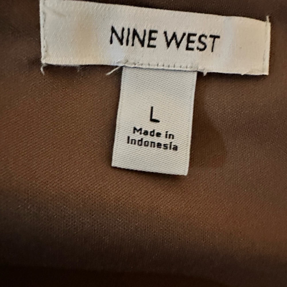 Nine West Brown Smocked Waist Boho Mini Dress NWT Size Large - Picture 4 of 5